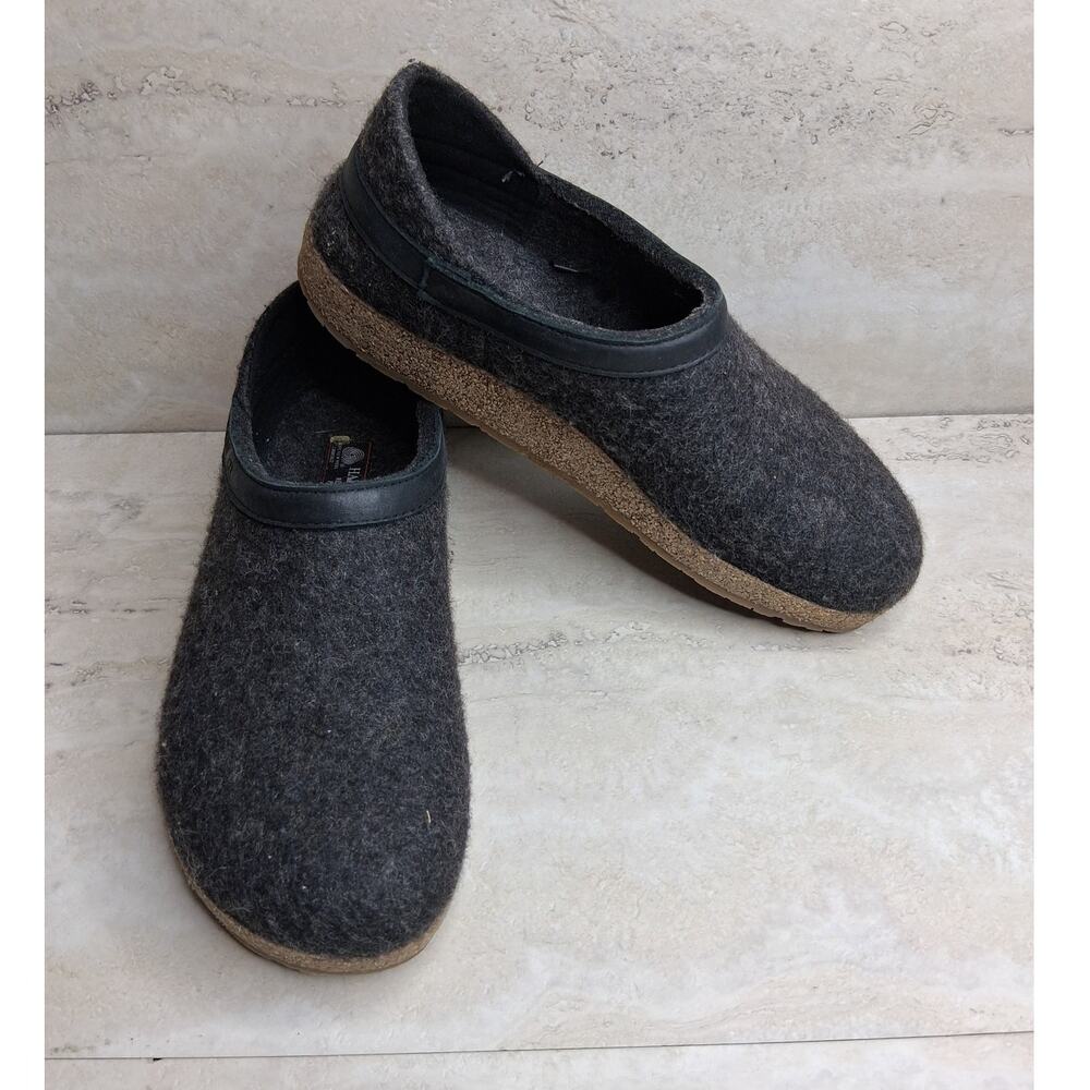 Haflinger Grizzly Wool Felt Clog Size 43 Unisex Charcoal Gray House Shoe
